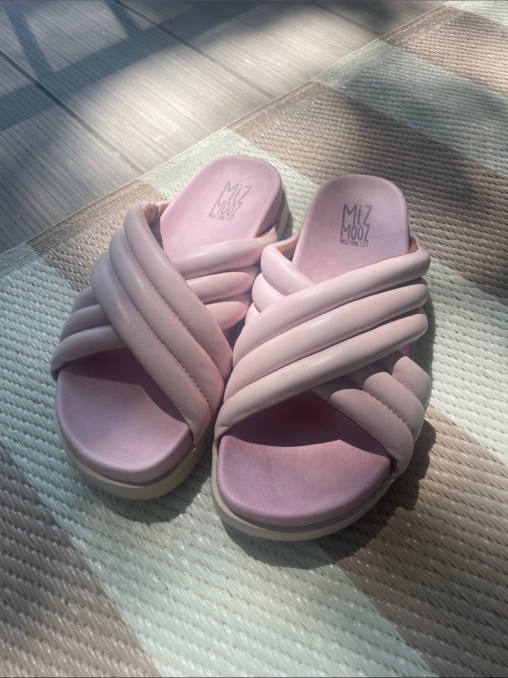 Miz Mooz Marinella puffy slides, pink sandals, size 39